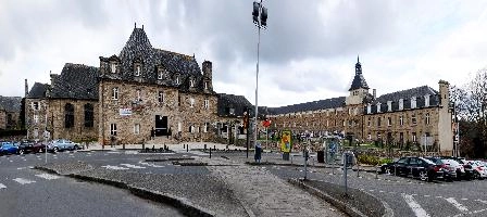 Guingamp town hall, Brittany, architecture, administrative, granite, space, stone, public, urban, square, town, french, town hall, building, breton, mairie, official, elegant, guingamp, renaissance, ornater, brittany, roof, grand, france, slate, old