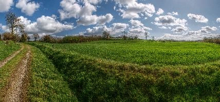 Breton countryside at la Chapelle-Neuve, near Callac, path, sunshine, bocage, daylight, countryside, bright, landscape, spring, la chapelle-neuve, clouds, callac, sunny, breton, agriculture, road, bretagne, grazing, unpaved, brittany, field, dirt, france, meadow, rural