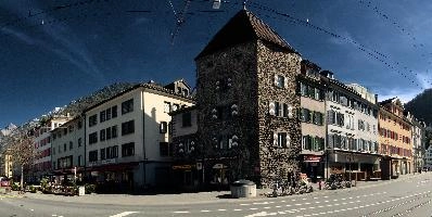 Chur, graubünden, alps, urban, old, street, spring, blue sky, chur, mountains, schweiz, city, graubuenden, daylight, alpine, sunny, old town, germanic, buildings, town, swiss, switzerland, tourism, quaint
