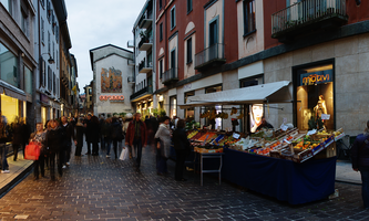 Greengrocer in Como, europe, italy, como, lombardy, street, outdoors, buildings, town, stalls, greengrocer, shop, food