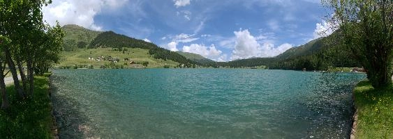 Davosersee, davosersee, grisons, europe, switzerland, famous, alps, tourism, lake, artificial, davos, summer, mountains, recreation, bank, boating, sky, scenery, graubünden, swiss, village, concrete, clouds, blue