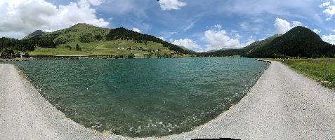Davosersee, davosersee, grisons, europe, switzerland, famous, alps, tourism, lake, artificial, davos, summer, mountains, recreation, bank, boating, sky, scenery, graubünden, swiss, village, concrete, clouds, blue