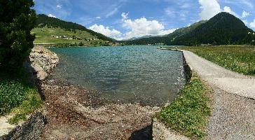 Davosersee, davosersee, grisons, europe, switzerland, famous, alps, tourism, lake, artificial, davos, summer, mountains, recreation, bank, boating, sky, scenery, graubünden, swiss, village, concrete, clouds, blue