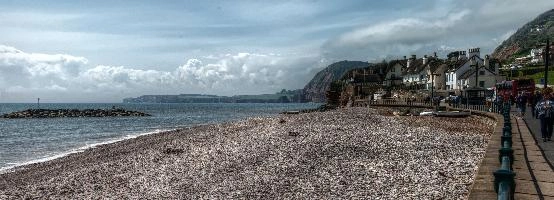 Beach front in Sidmouth, Devon, null