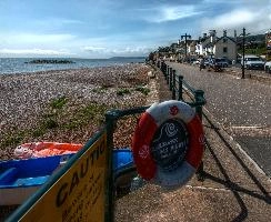 Beach front in Sidmouth, Devon, null
