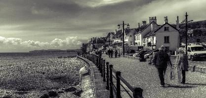 Beach front in Sidmouth, Devon, null