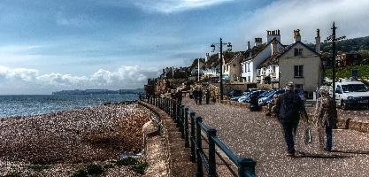 Beach front in Sidmouth, Devon, null