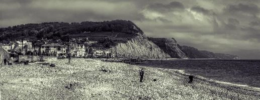 Beach front in Sidmouth, Devon, null