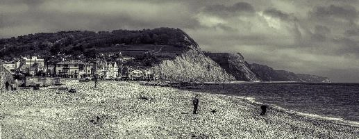 Beach front in Sidmouth, Devon, null