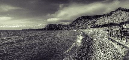 Beach front in Sidmouth, Devon, null