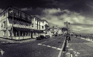 Beach front houses in Sidmouth, Devon, null