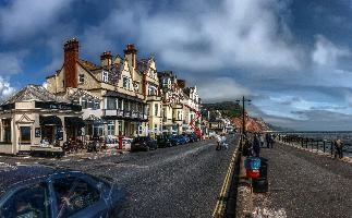Beach front at Sidmouth in Devon, shingle, channel, village, town, seaside, front, resort, beach, tourism, sidmouth, street, devon, summer, england, promenade, britain, buildings