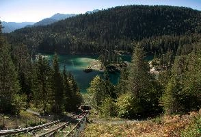 Caumasee, outdoors, summer, opal, sunshine, mountains, caumasee, alpine, turquoise, swiss, grisons, teal, switzerland, forest, fresh, alps, green, graubünden, spectacle, trees, woods, water, outdoor, daylight, cauma, lake, view, pine