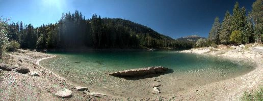 Caumasee, cauma, alpine, alps, grisons, turquoise, outdoors, park, lake, switzerland, beach, caumasee, summer, rees, water, tourism, opal, resort, blue sky, sunshine, forest, mountains, graubünden, aquamarine, teal, scenic, scenery