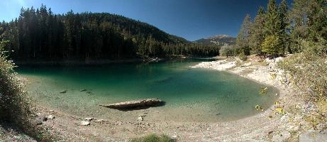 Caumasee, cauma, alpine, alps, grisons, turquoise, outdoors, park, lake, switzerland, beach, caumasee, summer, rees, water, tourism, opal, resort, blue sky, sunshine, forest, mountains, graubünden, aquamarine, teal, scenic, scenery