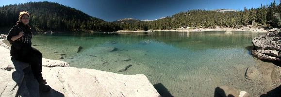 Caumasee, outdoors, grisons, cauma, mountains, turquoise, alpine, person, swiss, graubünden, lakeside, switzerland, water, sitting, alps, woman, teal, resort, clean, clear, seated, caumasee, lake, aquamarine, opal, tourism, fresh