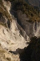 Deeply-eroded wall of the Swiss Rhine gorge near Flims, stone, wall, carved, erosion, gorge, rhine, europe, flims, grisons, sheer, switzerland, rock