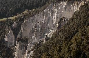 Erosion in the Rhine Gorge seen from the Il Spir viewing platform near Flims, forest, gorge, rhein, walking, outdoors, autumn, flims, grisons, ravine, switzerland, river, europe, pines