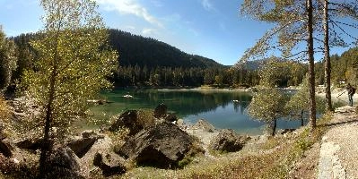 Caumasee, alps, aquamarine, cauma, caumasee, forest, flims, europe, water, switzerland, pines, grisons, clear, fresh, reflection, teal, lake, sunshine, autumn