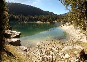 Caumasee, alps, aquamarine, cauma, caumasee, forest, flims, europe, water, switzerland, pines, grisons, clear, fresh, reflection, teal, lake, sunshine, autumn