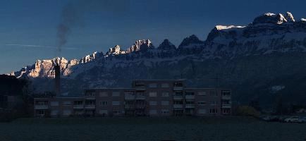CHurfirsten at Dawn, Flums, walenstadt, glow, alps, mountains, flums, schweiz, churfirsten, dawn
