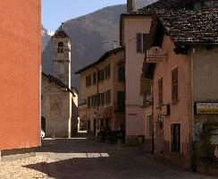 Chapel in Swiss village in the Italian Grisons, facade, exterior, religion, catholic, building, church, italian, rural, grisons, ticino, switzerland, chapel, europe, tower