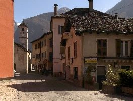 Chapel in Swiss village in the Italian Grisons, church, rural, facade, exterior, grisons, building, ticino, religion, italian, chapel, switzerland, tower, europe, catholic