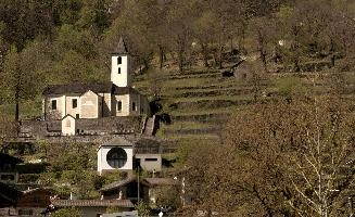 Chapel in Swiss village in the Italian Grisons, facade, tower, catholic, building, church, grisons, ticino, rural, italian, chapel, switzerland, religion, europe, exterior
