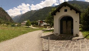 Chapel in Lostallo, Grisons in Switzerland, sunlight, summer, religion, christian, building, outdoors, swizterland, europe, grisons, chapel, doorway, church, arch