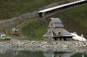 Eiger Museum and Funiculare, texture, architecture, roof, eiger, reflection, climbing, slate, building, history, water, snow, background, old, tourism, alps, rock, europe, railway, train, alpine, house, rail, wood, steep, ascent, nature, wooden, funicular, museum, lake, travel, hut, pool, contrast, rural, carriages, historic, grindelwald, mountains, landscape