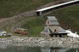 Eiger Museum and Funiculare, texture, architecture, roof, eiger, reflection, climbing, slate, building, history, water, snow, background, old, tourism, alps, rock, europe, railway, train, alpine, house, rail, wood, steep, ascent, nature, wooden, funicular, museum, lake, travel, hut, pool, contrast, rural, carriages, historic, grindelwald, mountains, landscape