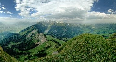 Appenzell, kasten, appenzellerland, switzerland, green, rhine, saemtisersee, clouds, rheintal, outdoors, hoher, alpstein, swiss, mountains, appenzell, summer, alpine, alps, ridge, river, stauberen, walking, scenery, fields, valley, meadows, lake, blue, sky, floor, hiking