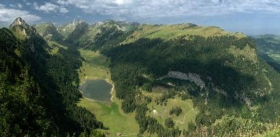Appenzell, saemtisersee, swiss, hoher, alpstein, walking, kasten, appenzellerland, alpine, appenzell, hiking, lake, sämtisersee, mountains, scenery, fields, green, switzerland, alps, summer, outfoor, rural, scenic