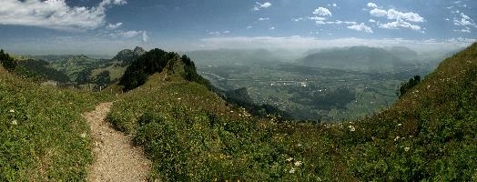 Appenzell, kasten, swiss, meadow, alpine, walking, valley, distance, hoher, summer, appenzell, hiking, stauberen, rhine, route, sunshine, path, alps, green, river, switzerland, mountains, view, daylight, ridge, panorama
