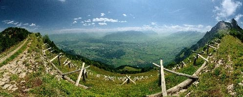 Appenzell, ridge, switzerland, kasten, alps, walking, valley, sky, rheintal, swiss, appenzell, hiking, summer, rhine, scenery, europe, view, alpstein, route, blue, hoher, mountains, walk, alpine, slope, stauberen