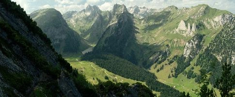 Appenzell, alpstein, europe, switzerland, kasten, route, alps, sunny, saentis, alpine, appenzell, view, rock, mountains, sunshine, walk, pamorama, sky, scenery, peaks, swiss, hoher, hiking, walking, summer, blue