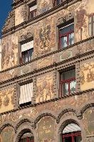 Konstanz, Detail, wall, hotel, constance, gaststaette, painted, zeppelin, mural, colourful, bodensee, intricated, graf, exterior, house, germany, ornate, decorated