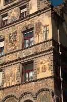 Konstanz, Detail, wall, hotel, constance, gaststaette, painted, zeppelin, mural, colourful, bodensee, intricated, graf, exterior, house, germany, ornate, decorated