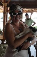 Bettina and Cat, bar, bettina, catholic, crete, europe, greece, holiday, necklace, summer, sunshine, woman