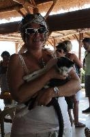 Bettina and Cat, bar, bettina, catholic, crete, europe, greece, holiday, necklace, summer, sunshine, woman