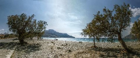 Beach in Kriti, kriti, island, sea, travel, summer, water, crete, mediterranean, view, europe, blue, greece, beach, sunshine, sunny, coast, holiday, horizon, trees, dry