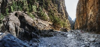 Approach to the Iron Gates in the Samaria Gorge, Crete, outdoors, arid, landscape, sheer, scenic, narrow, walking, gates, choke-point, ravine, iron, terrain, gorge, island, rough, samaria, europe, dry, mediterranean, tourism, rock, crete, outdoor, stony, greece, autumn, harsh