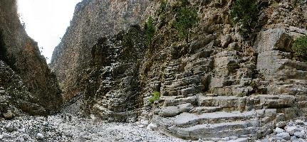 Approach to the Iron Gates in the Samaria Gorge, Crete, outdoors, arid, landscape, sheer, scenic, narrow, walking, gates, choke-point, ravine, iron, terrain, gorge, island, rough, samaria, europe, dry, mediterranean, tourism, rock, crete, outdoor, stony, greece, autumn, harsh