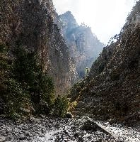 Approach to the Iron Gates in the Samaria Gorge, Crete, outdoors, arid, landscape, sheer, scenic, narrow, walking, gates, choke-point, ravine, iron, terrain, gorge, island, rough, samaria, europe, dry, mediterranean, tourism, rock, crete, outdoor, stony, greece, autumn, harsh