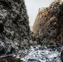 Approach to the Iron Gates in the Samaria Gorge, Crete, outdoors, arid, landscape, sheer, scenic, narrow, walking, gates, choke-point, ravine, iron, terrain, gorge, island, rough, samaria, europe, dry, mediterranean, tourism, rock, crete, outdoor, stony, greece, autumn, harsh