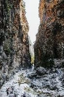 Approach to the Iron Gates in the Samaria Gorge, Crete, outdoors, arid, landscape, sheer, scenic, narrow, walking, gates, choke-point, ravine, iron, terrain, gorge, island, rough, samaria, europe, dry, mediterranean, tourism, rock, crete, outdoor, stony, greece, autumn, harsh