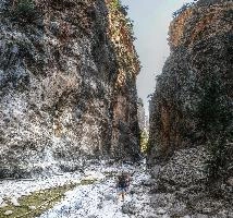 Approach to the Iron Gates in the Samaria Gorge, Crete, outdoors, arid, landscape, sheer, scenic, narrow, walking, gates, choke-point, ravine, iron, terrain, gorge, island, rough, samaria, europe, dry, mediterranean, tourism, rock, crete, outdoor, stony, greece, autumn, harsh