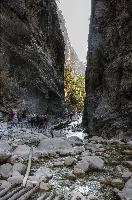 Approach to the Iron Gates in the Samaria Gorge, Crete, outdoors, arid, landscape, sheer, scenic, narrow, walking, gates, choke-point, ravine, iron, terrain, gorge, island, rough, samaria, europe, dry, mediterranean, tourism, rock, crete, outdoor, stony, greece, autumn, harsh