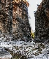 Approach to the Iron Gates in the Samaria Gorge, Crete, outdoors, arid, landscape, sheer, scenic, narrow, walking, gates, choke-point, ravine, iron, terrain, gorge, island, rough, samaria, europe, dry, mediterranean, tourism, rock, crete, outdoor, stony, greece, autumn, harsh