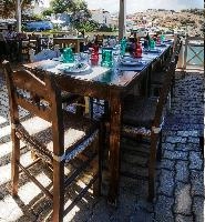 Bar scene in Chania, Crete, restaurant, summer, bar, airy, island, open, europe, interior, autumn, white, tourism, wooden, outdoor, chairs, mediterranean, seating, crete, terrace, greece, catering, holiday